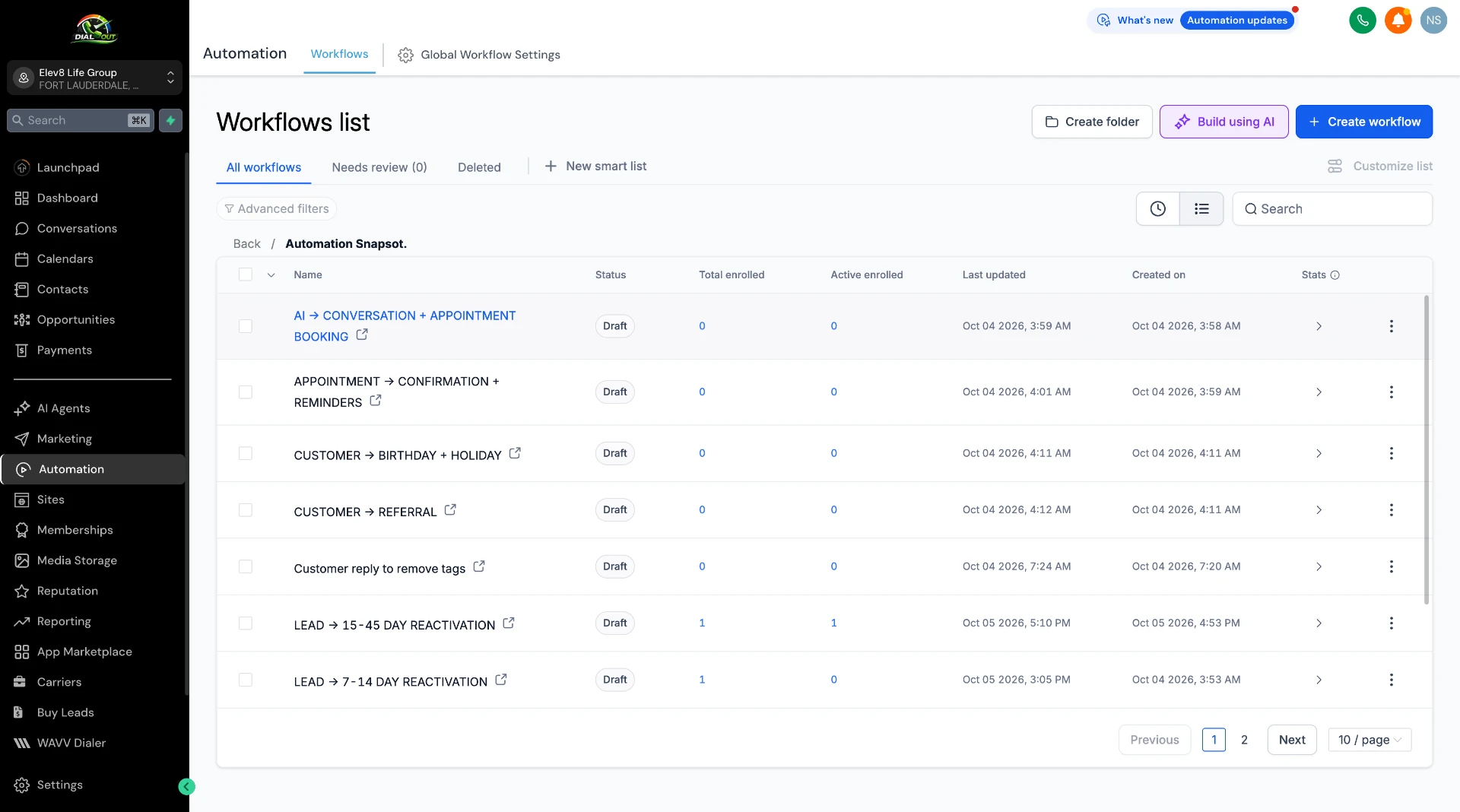 DialOut life insurance automation workflows for AI appointment booking, reminders, referrals, birthdays and lead reactivation